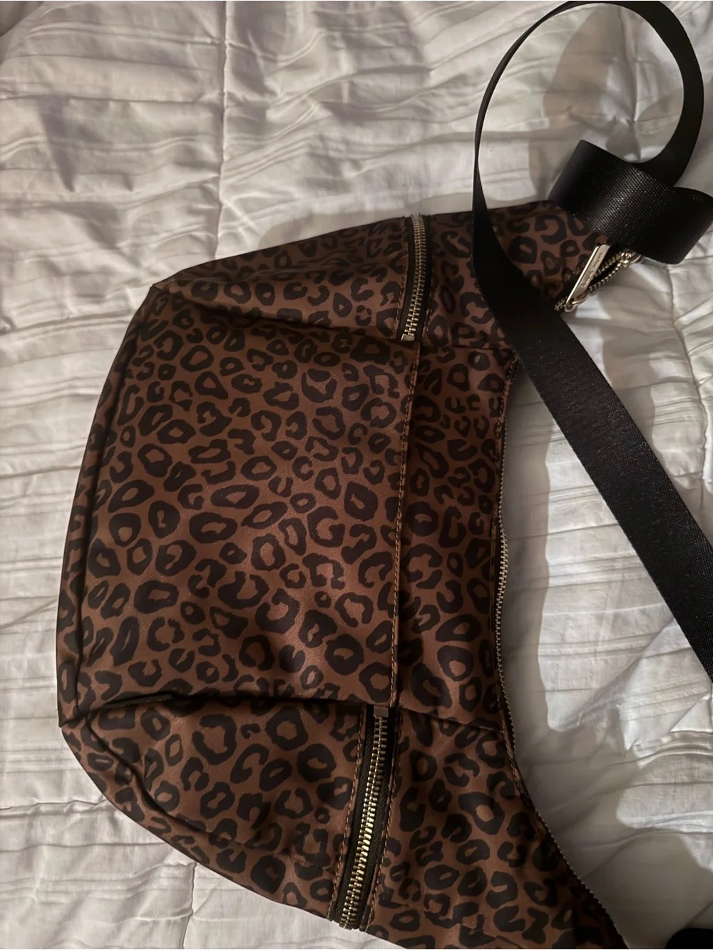 lululemon athletica Brown Leopard Print Hobo Bag with Black Strap